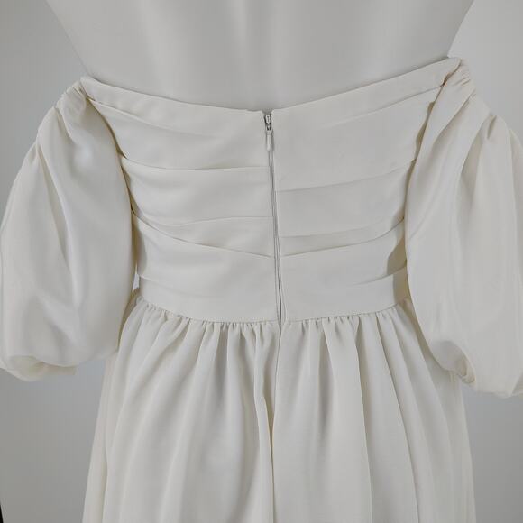 Jenny Yoo Marcelle Detachable Puff Sleeves Midi Ivory Dress Size 6 - Picture 12 of 16